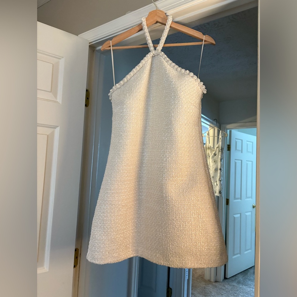 Cream Tweed & Pear Mini Dress from Tuckernuck